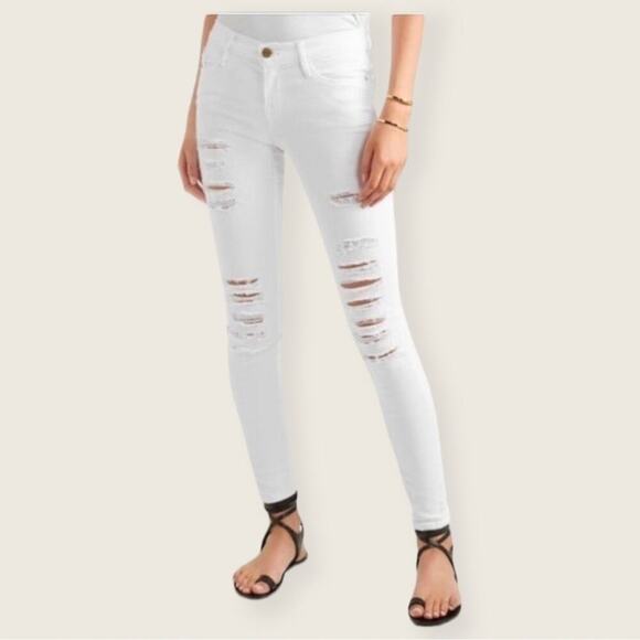 EUC | Frame | Le Skinny Le Jeanne Distressed | Blanc White | Size 26 - Picture 1 of 16